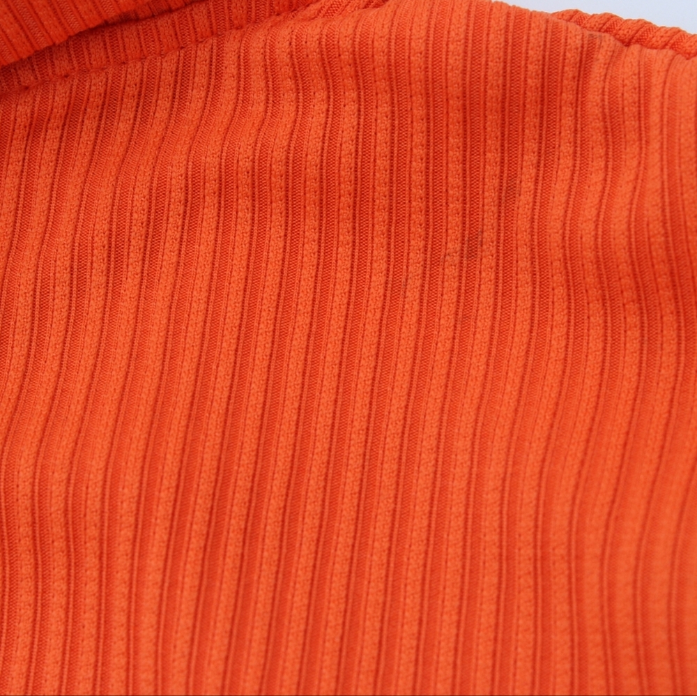 Shein XS Ribbed Short Sleeve Romper – Bright Orange - Picture 5 of 6
